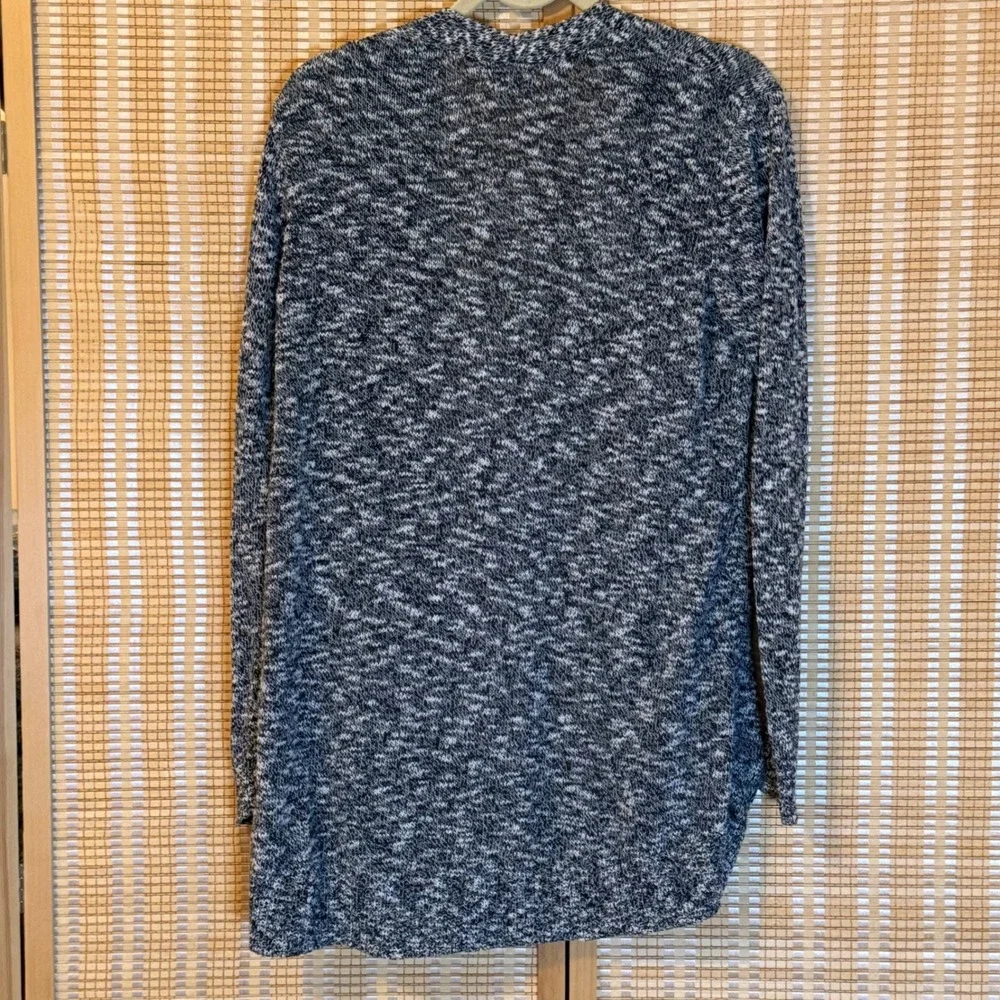 Old Navy Womens Large Black White Marled Knit Open Front Cardigan Sweater Cotton